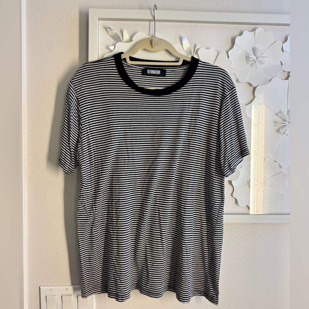 Reformation striped tee, relaxed fit.